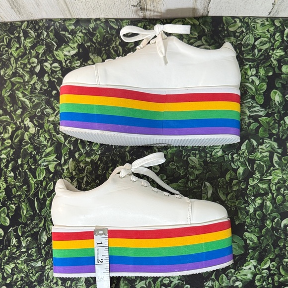 Hot Topic White Platform Shoes with Rainbow Stripes - Picture 7 of 10
